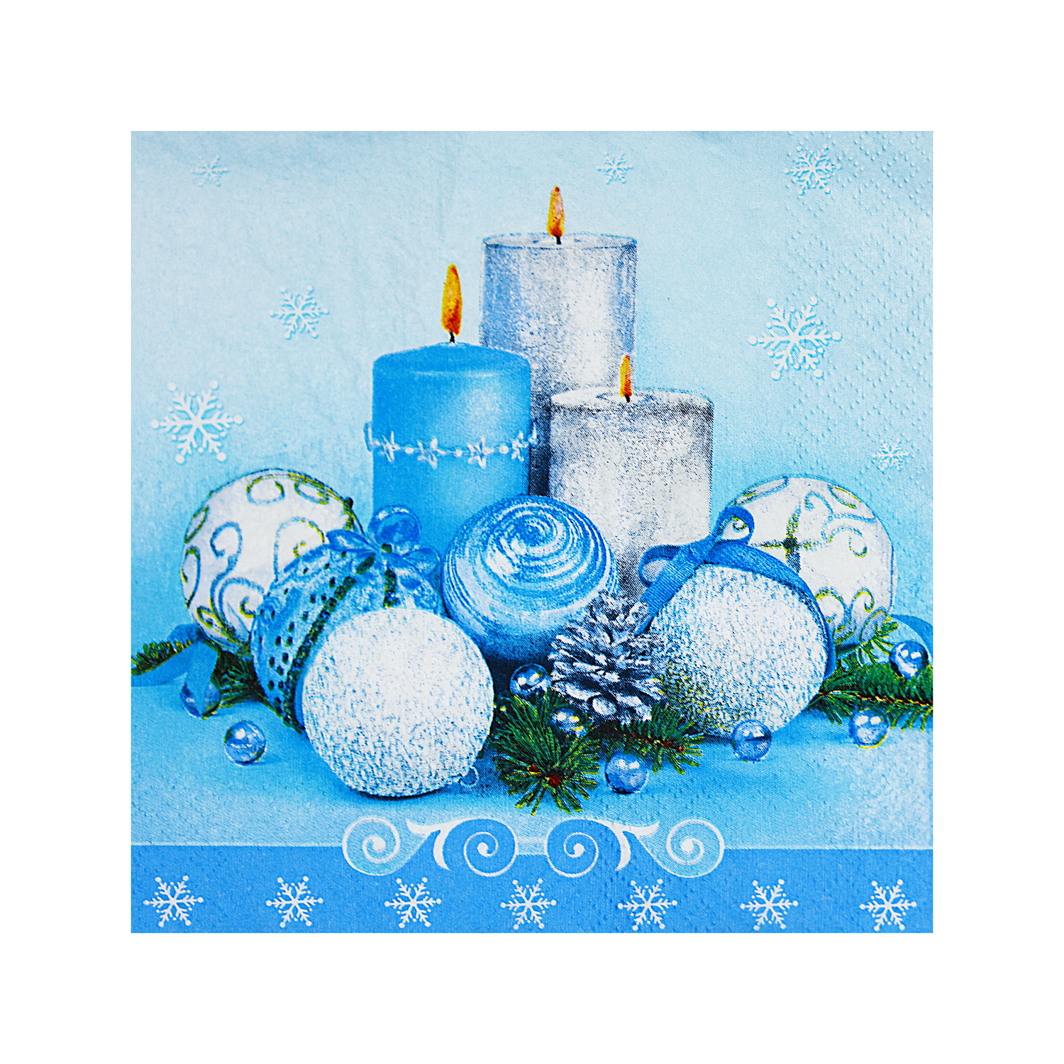 VIANOČNÉ OBRÚSKY tissue MODRÉ VIANOCE 3-vrstvé 33x33cm, 20ks