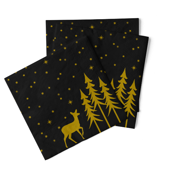 VIANOČNÉ OBRÚSKY MANK LIANE BLACK tissue 33x33cm 100ks – Obrázok 2