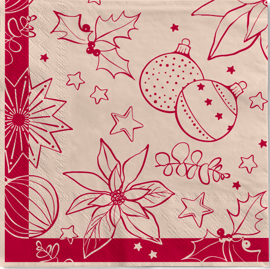 VIANOČNÉ OBRÚSKY MANK MILAN BORDO PEBBLE STONE tissue 33x33cm 100ks